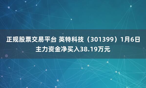 正规股票交易平台 英特科技（301399）1月6日主力资金净买入38.19万元