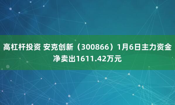 高杠杆投资 安克创新（300866）1月6日主力资金净卖出1611.42万元