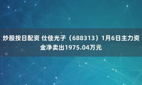 炒股按日配资 仕佳光子（688313）1月6日主力资金净卖出1975.04万元