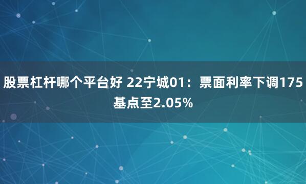 股票杠杆哪个平台好 22宁城01：票面利率下调175基点至2.05%